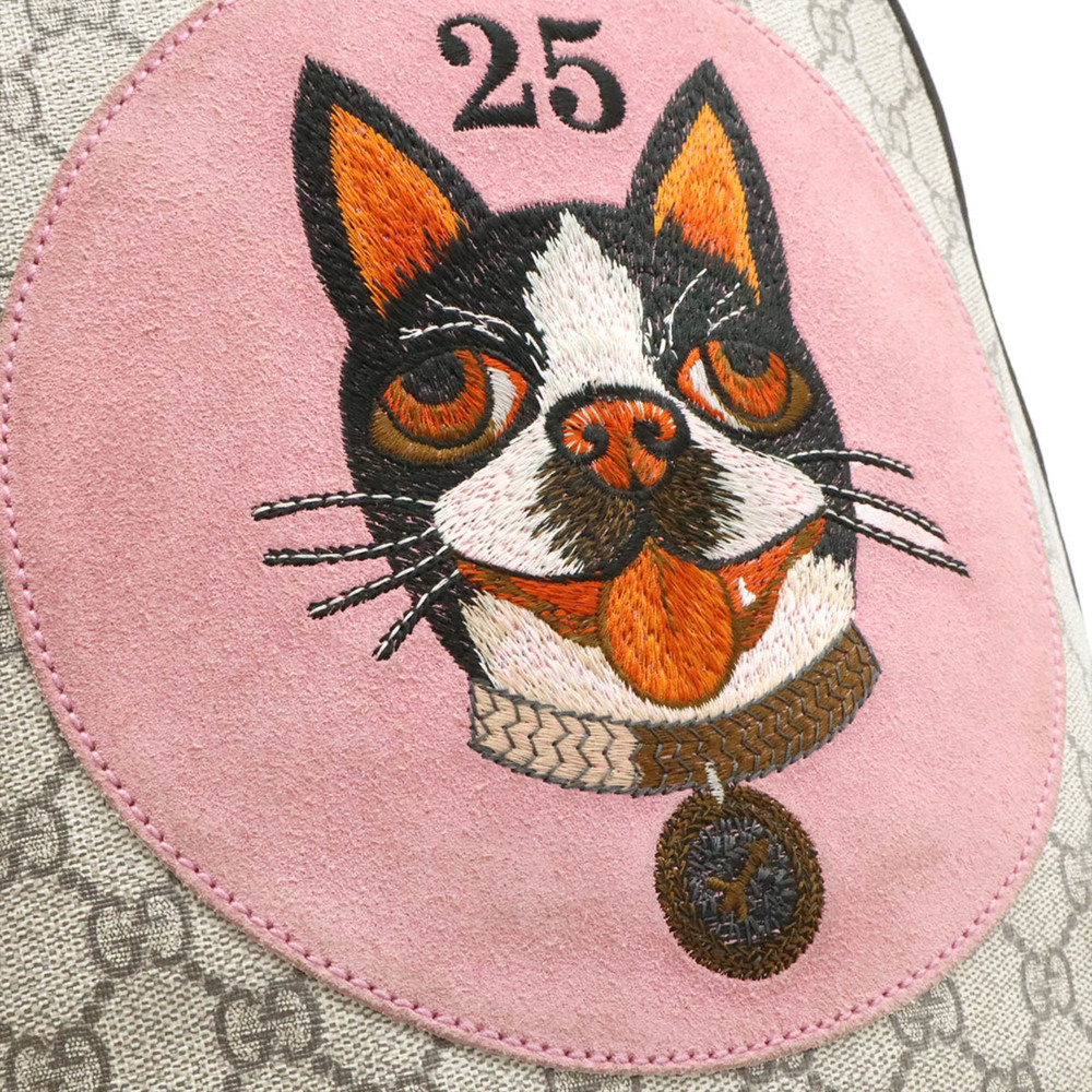 GUCCI GG Supreme BOSCO appliqué dog backpack, leather, beige/red, 495621 - Picture 10 of 10